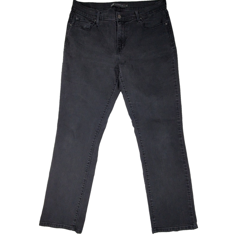 Levi Strauss Signature Straight Leg Jeans Womens 12 Black Stretch Denim‎